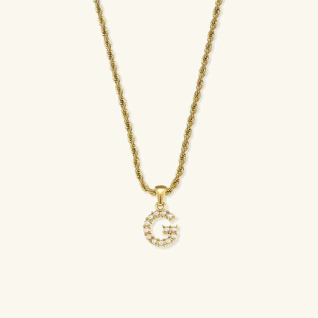 [Gaonasi]Elodie Initial Letter Pearl Necklace