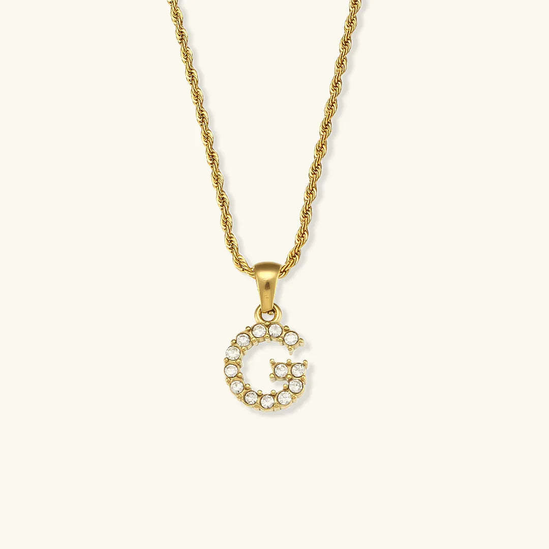 [Gaonasi]Maeve Letter Initial Diamond Necklace