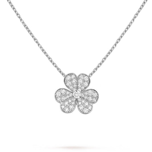 [Gaonasi]CLOVER DIAMOND NECKLACE SILVER