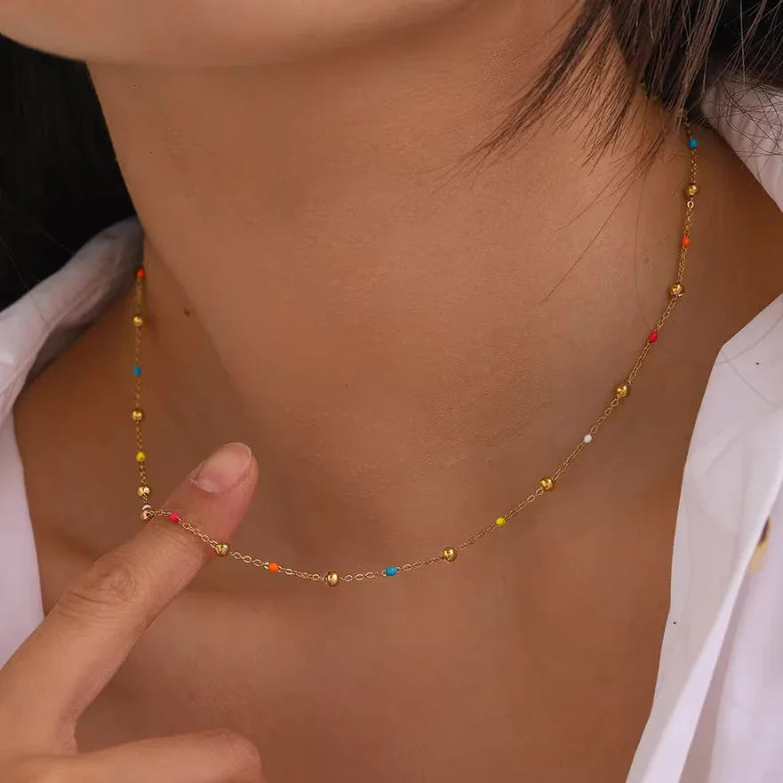 [Gaonasi]Amphitrite Gold Chain Bead Necklace