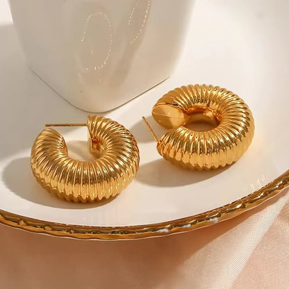 [Gaonasi]Aubrey Textured Gold Hoops