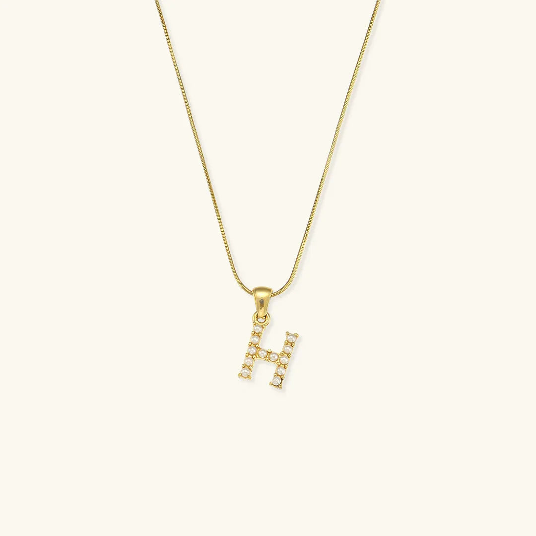 [Gaonasi]Augustine Initial Letter Pearl Necklace