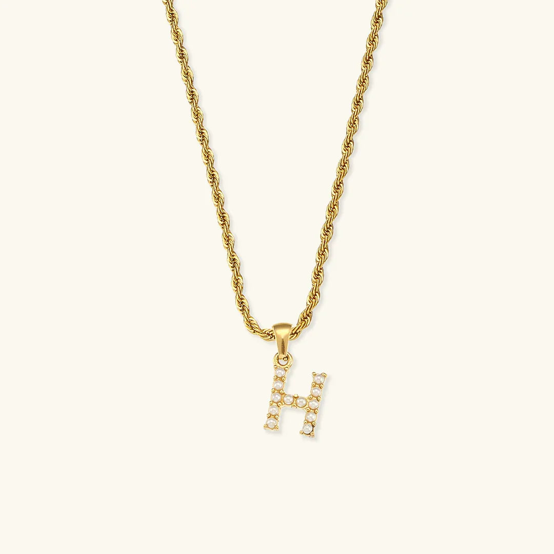 [Gaonasi]Elodie Initial Letter Pearl Necklace