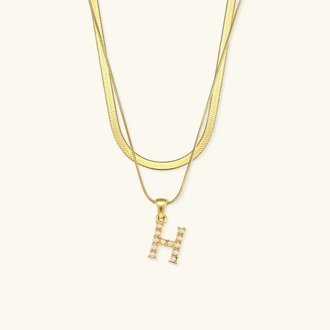 [Gaonasi]Fiona Layered Gold Initial Letter Necklace