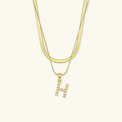 [Gaonasi]Fiona Layered Gold Initial Letter Necklace
