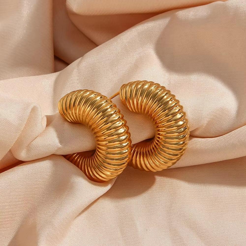 [Gaonasi]Aubrey Textured Gold Hoops