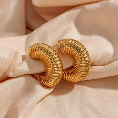 [Gaonasi]Aubrey Textured Gold Hoops