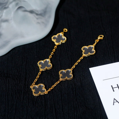 [Gaonasi]CLOVER 5 MOTIF ROCK CRYSTAL BRACELET
