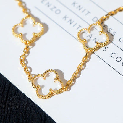 [Gaonasi]CLOVER 5 MOTIF ROCK CRYSTAL BRACELET