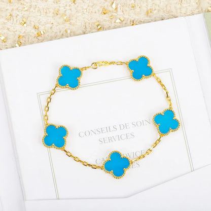 [Gaonasi] CLOVER 5 MOTIF TURQUOISE BRACELET COLLECTION