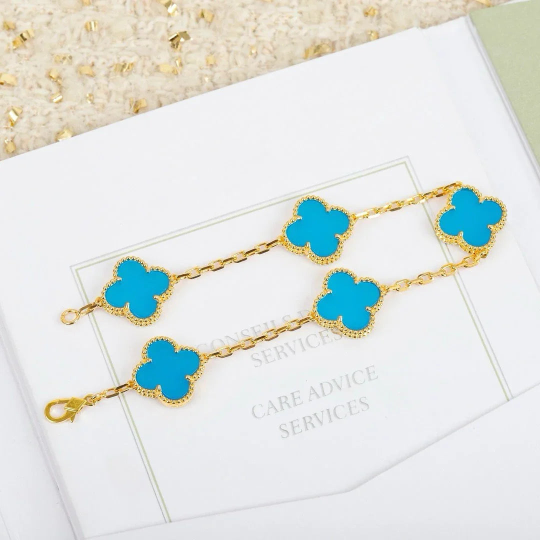 [Gaonasi] CLOVER 5 MOTIF TURQUOISE BRACELET COLLECTION