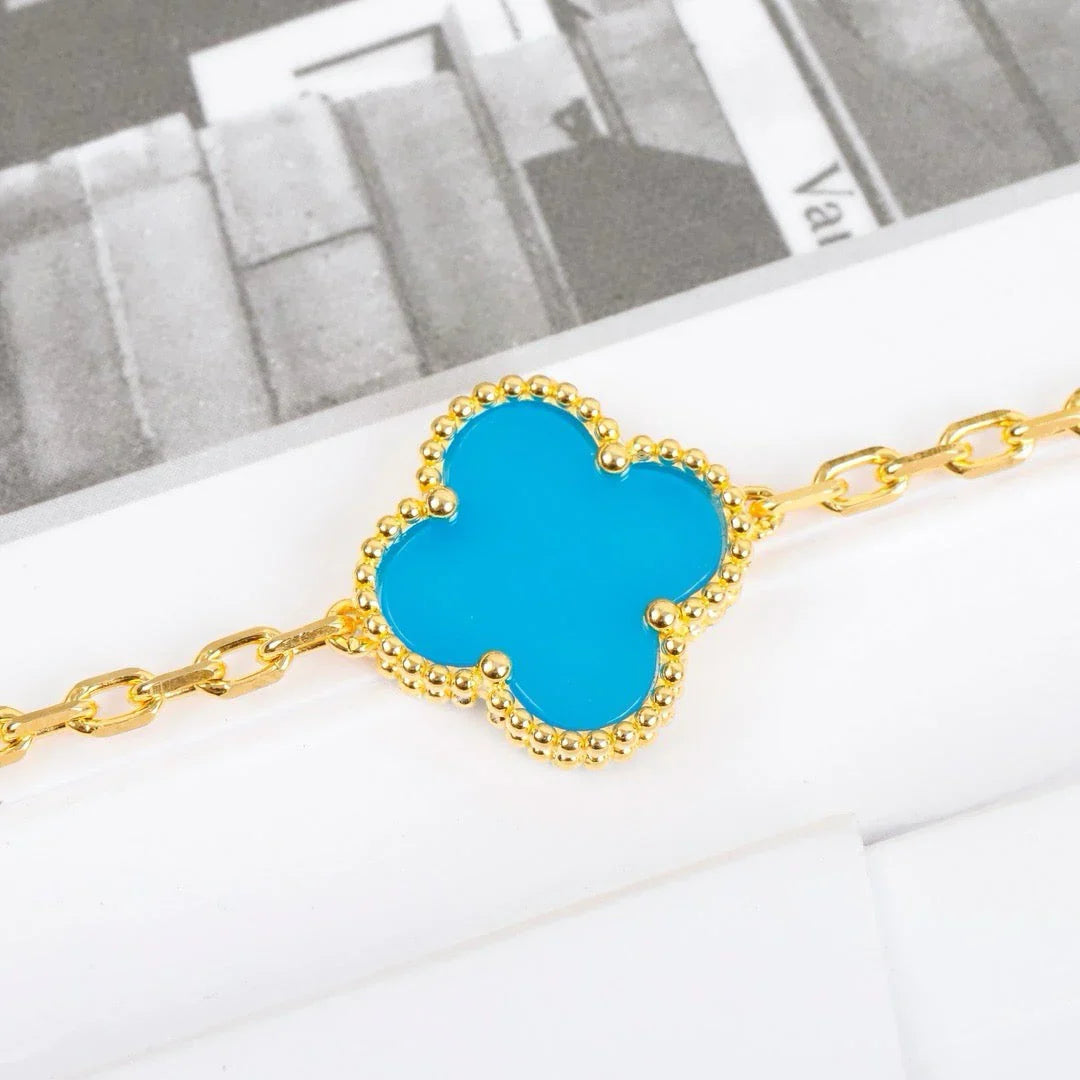 [Gaonasi] CLOVER 5 MOTIF TURQUOISE BRACELET COLLECTION