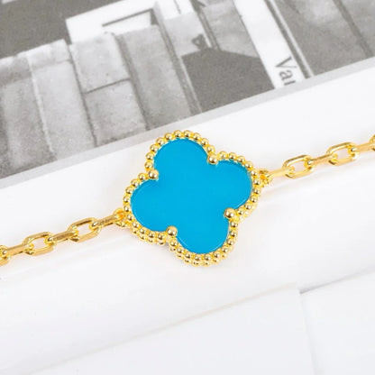 [Gaonasi] CLOVER 5 MOTIF TURQUOISE BRACELET COLLECTION