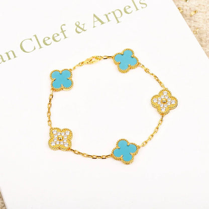 [Gaonasi] CLOVER 5 MOTIF TURQUOISE BRACELET COLLECTION