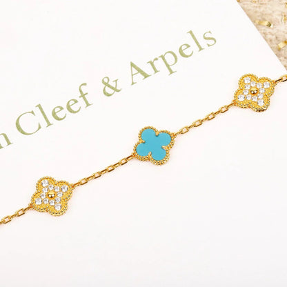 [Gaonasi] CLOVER 5 MOTIF TURQUOISE BRACELET COLLECTION