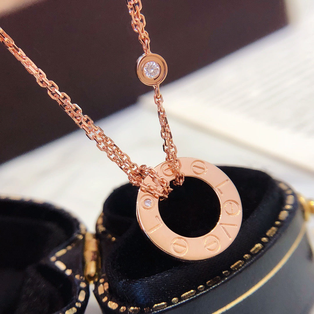 [Gaonasi Jewelry]LOVE NECKLACE 16MM 2 DIAMONDS