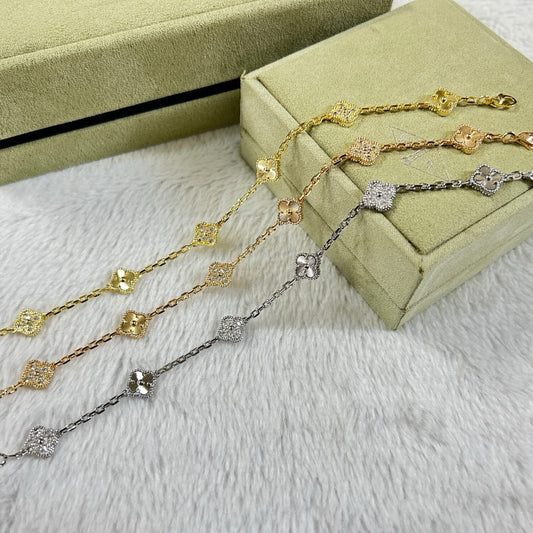 [Gaonasi]CLOVER 6 MOTIF DIAMOND LASER BRACELET