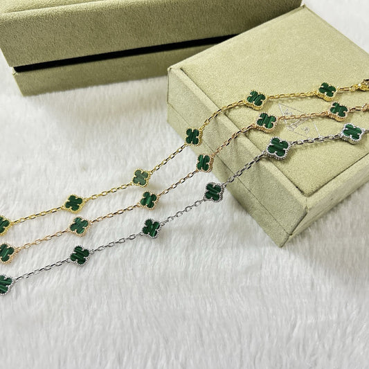 [Gaonasi]CLOVER 6 MOTIF MALACHITE BRACELET