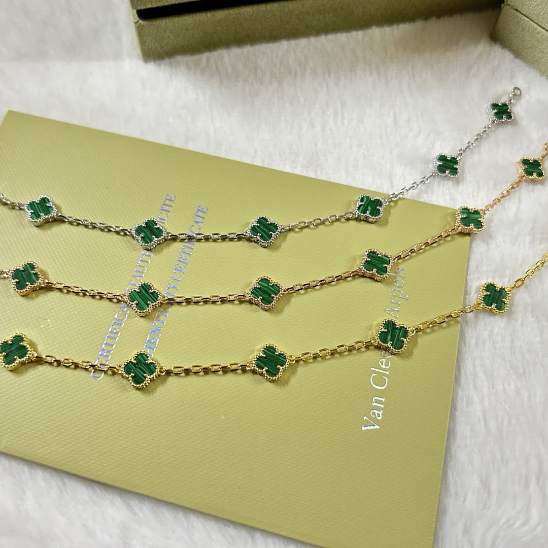 [Gaonasi]CLOVER 6 MOTIF MALACHITE BRACELET