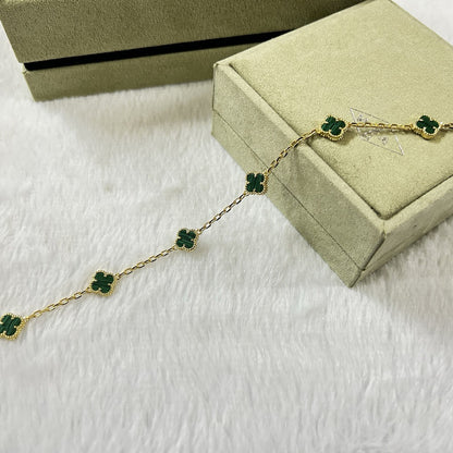 [Gaonasi]CLOVER 6 MOTIF MALACHITE BRACELET