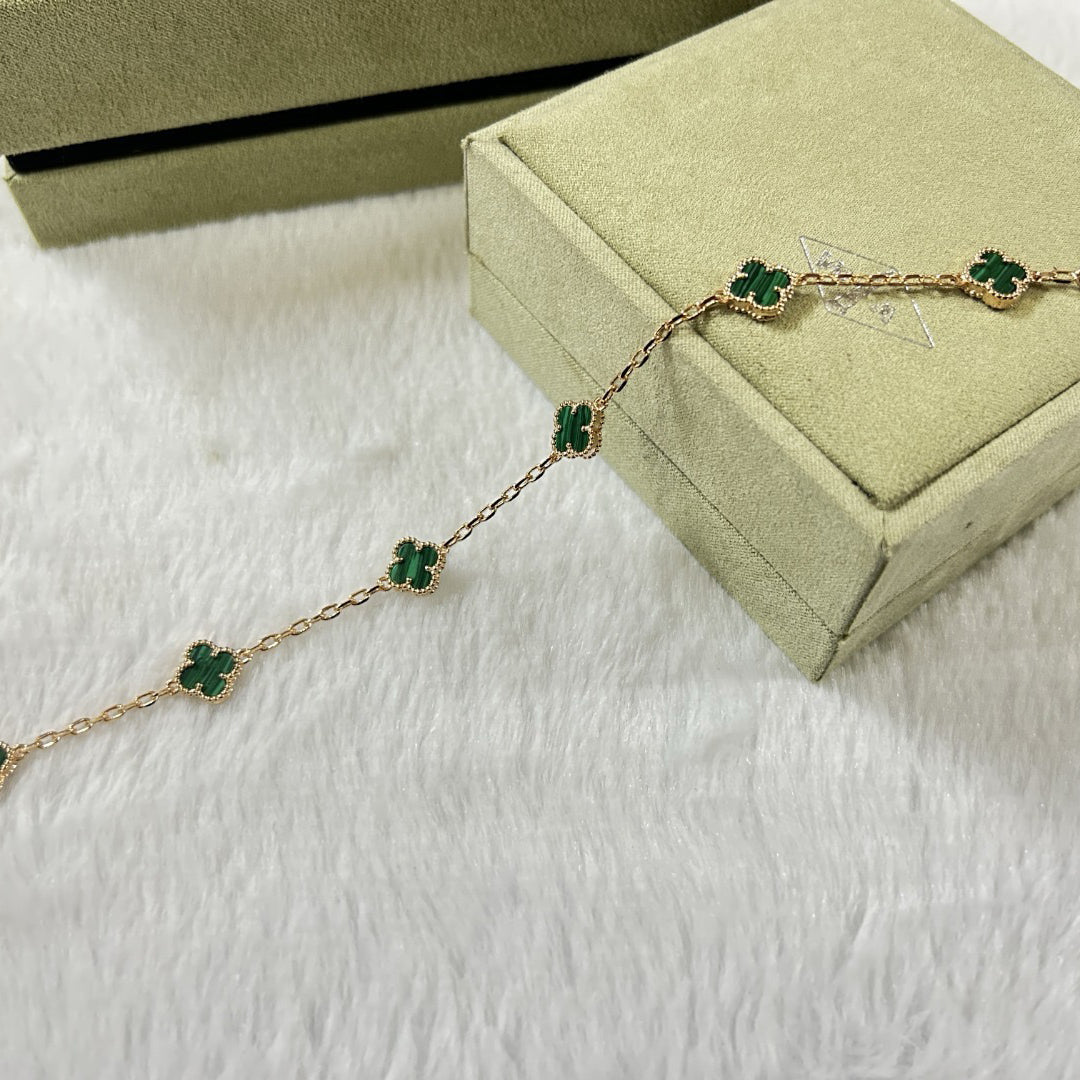 [Gaonasi]CLOVER 6 MOTIF MALACHITE BRACELET
