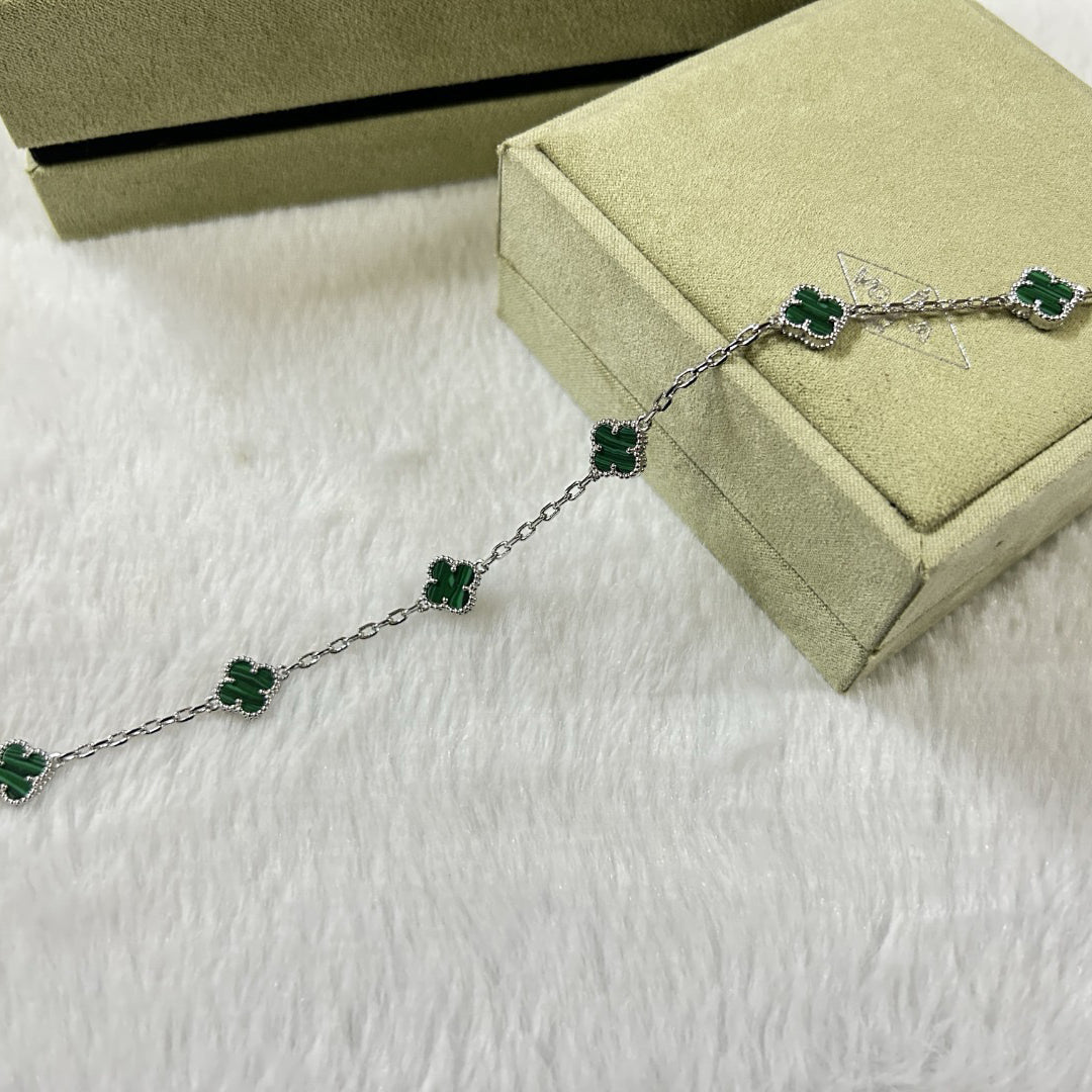 [Gaonasi]CLOVER 6 MOTIF MALACHITE BRACELET