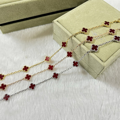 [Gaonasi]CLOVER 6 MOTIF RED AGATE BRACELET