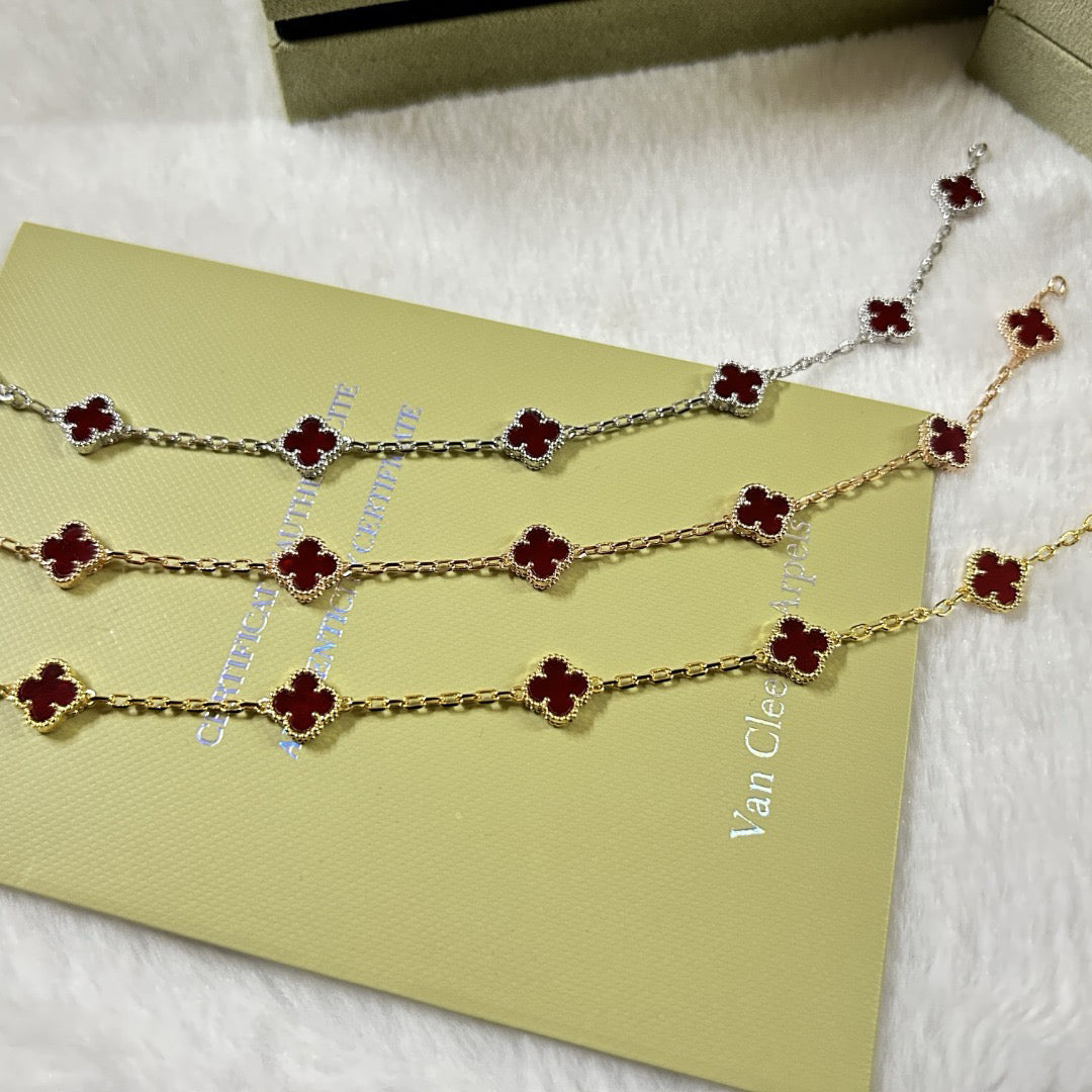 [Gaonasi]CLOVER 6 MOTIF RED AGATE BRACELET