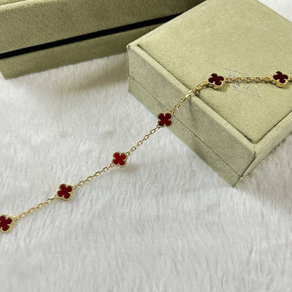 [Gaonasi]CLOVER 6 MOTIF RED AGATE BRACELET