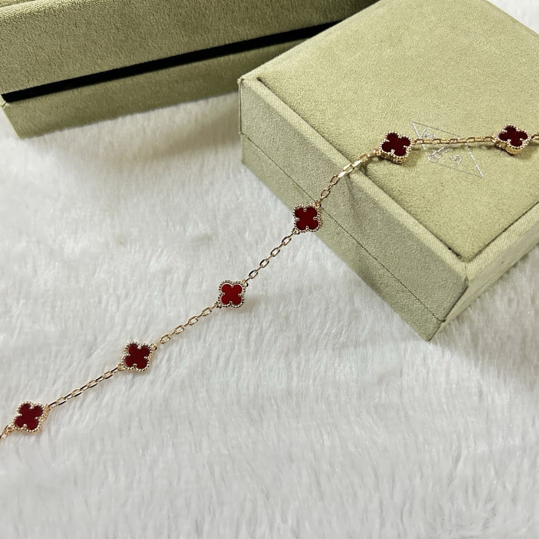 [Gaonasi]CLOVER 6 MOTIF RED AGATE BRACELET