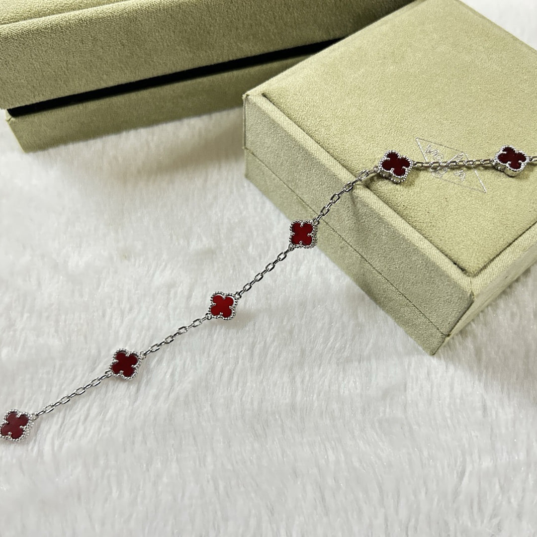 [Gaonasi]CLOVER 6 MOTIF RED AGATE BRACELET