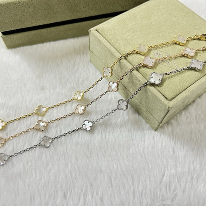 [Gaonasi]CLOVER 6 MOTIF WHITE MOP BRACELET