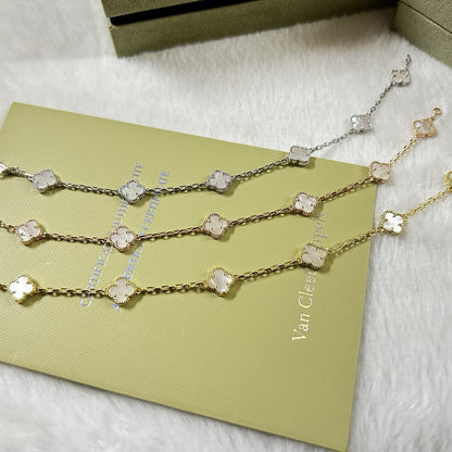 [Gaonasi]CLOVER 6 MOTIF WHITE MOP BRACELET