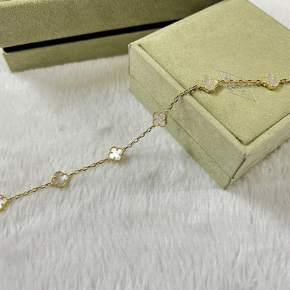 [Gaonasi]CLOVER 6 MOTIF WHITE MOP BRACELET