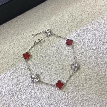 [Gaonasi]CLOVER 6 MOTIF RED AGATE LASER BRACELET