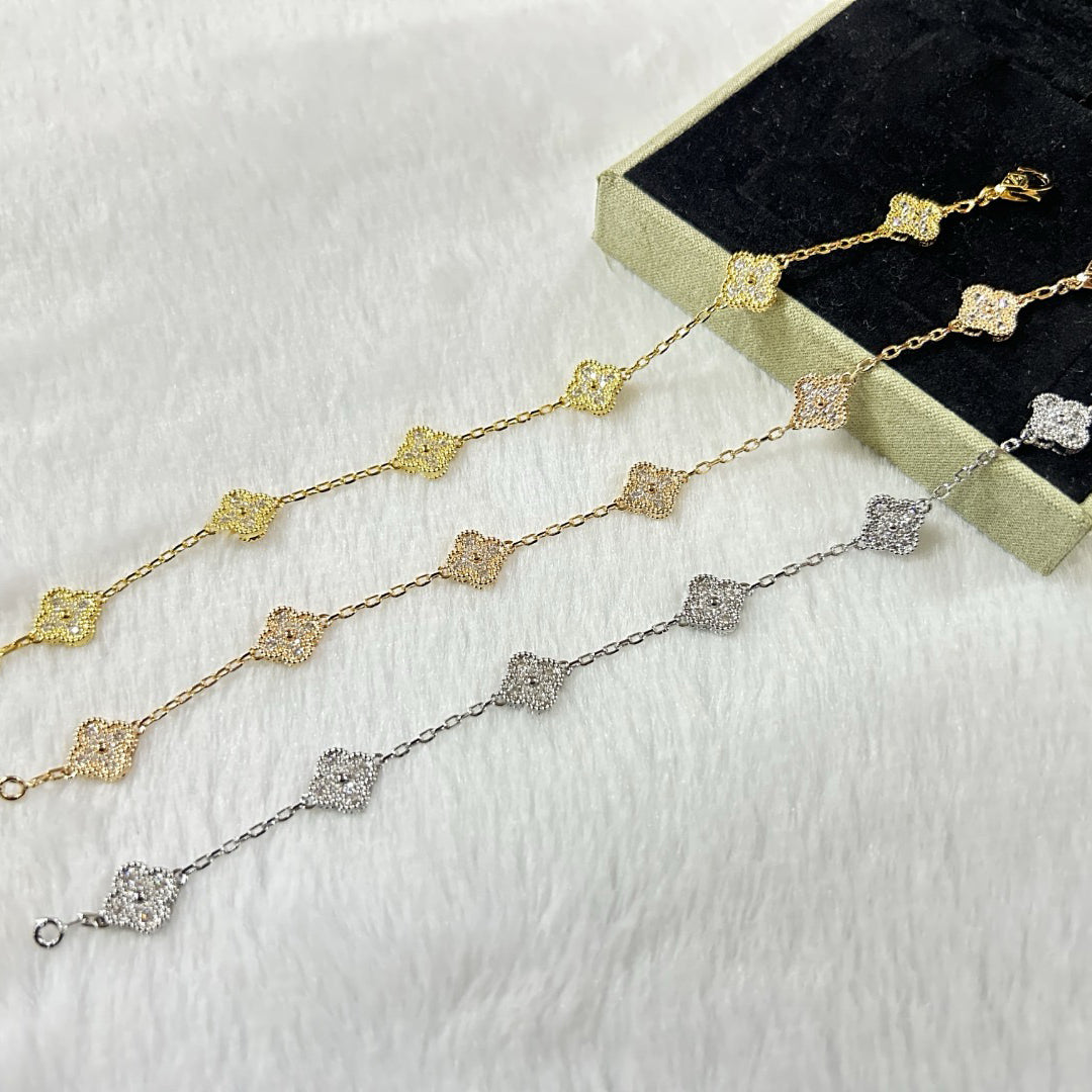 [Gaonasi]CLOVER 6 MOTIF DIAMOND BRACELET