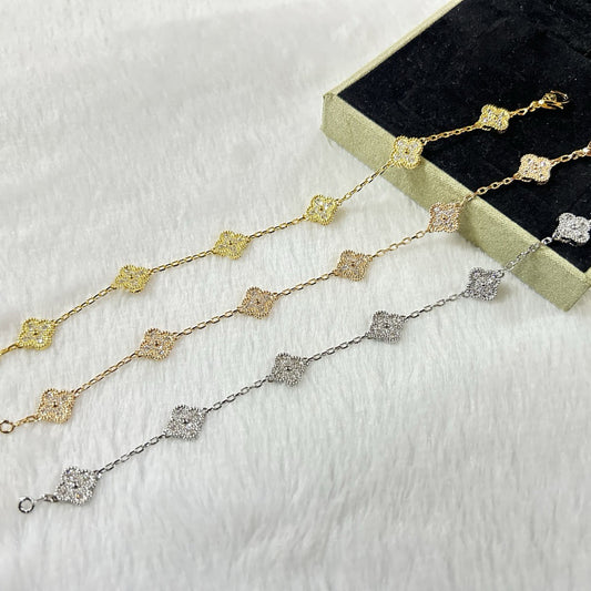 [Gaonasi]CLOVER 6 MOTIF DIAMOND BRACELET