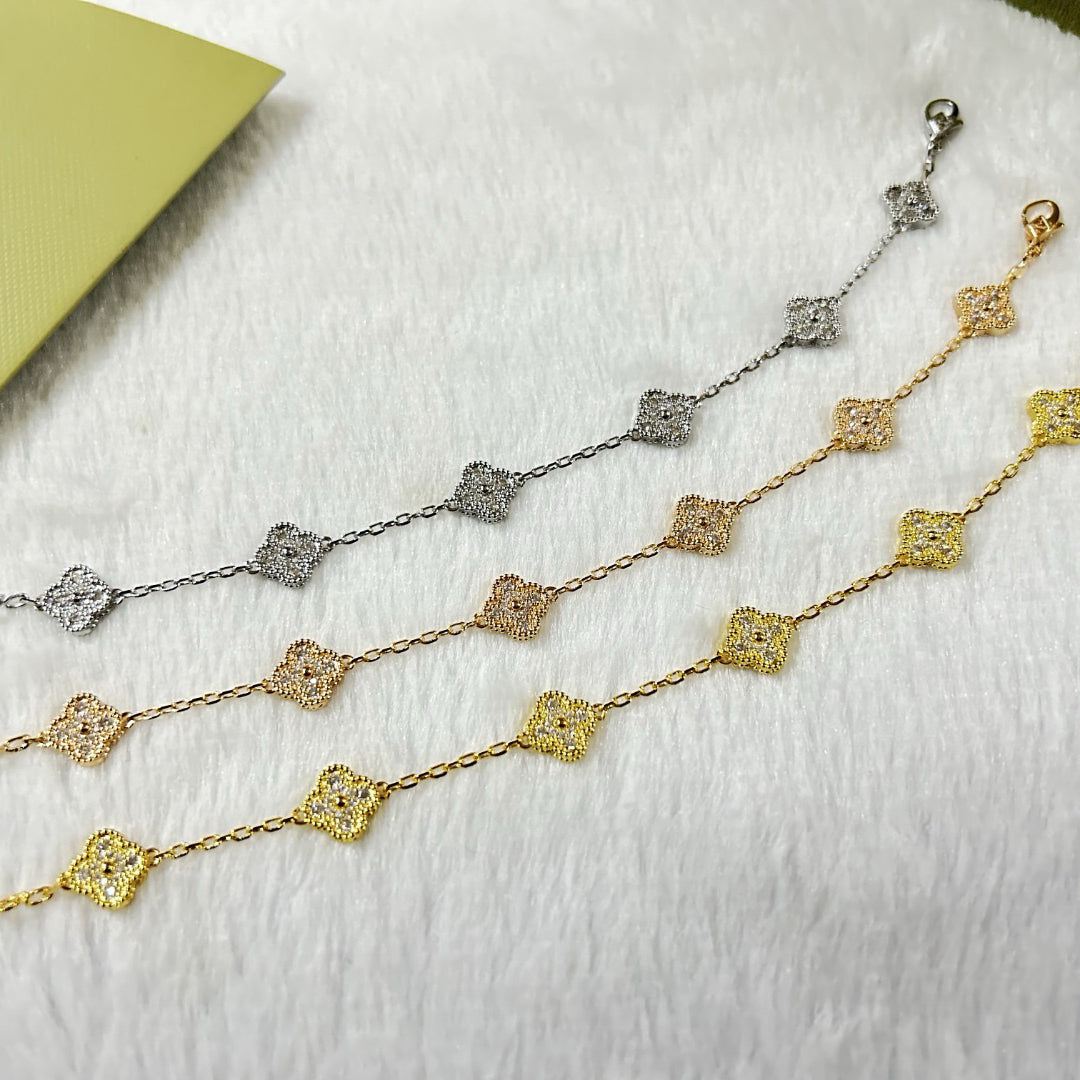[Gaonasi]CLOVER 6 MOTIF DIAMOND BRACELET