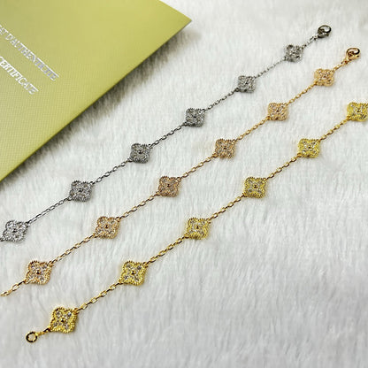 [Gaonasi]CLOVER 6 MOTIF DIAMOND BRACELET