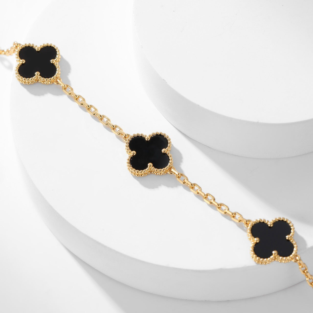 [Gaonasi]CLOVER 10 MOTIFS ONYX NECKLACE