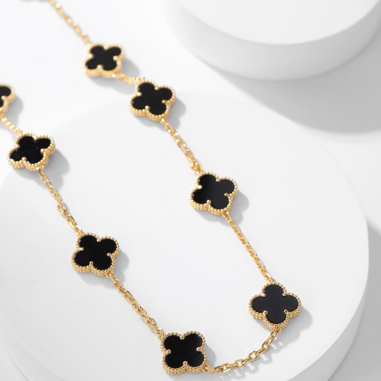 [Gaonasi]CLOVER 10 MOTIFS ONYX NECKLACE