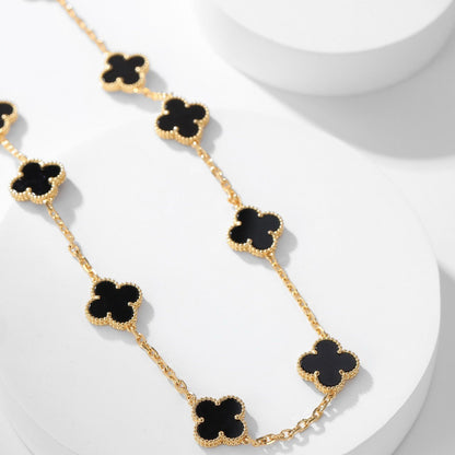 [Gaonasi]CLOVER 10 MOTIFS ONYX NECKLACE