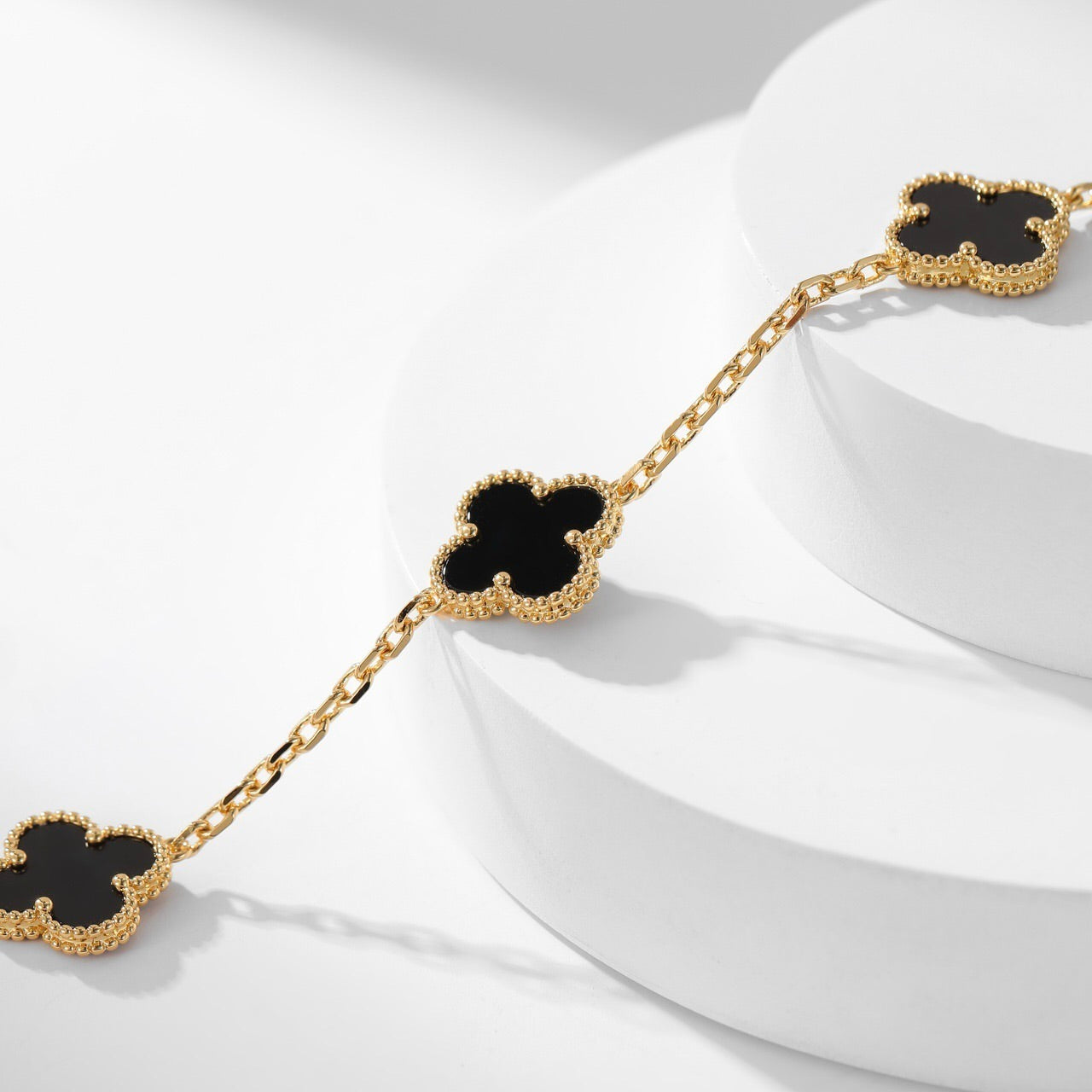 [Gaonasi]CLOVER 10 MOTIFS ONYX NECKLACE