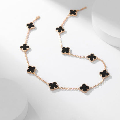 [Gaonasi]CLOVER 10 MOTIFS ONYX NECKLACE
