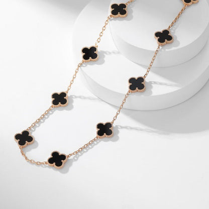 [Gaonasi]CLOVER 10 MOTIFS ONYX NECKLACE