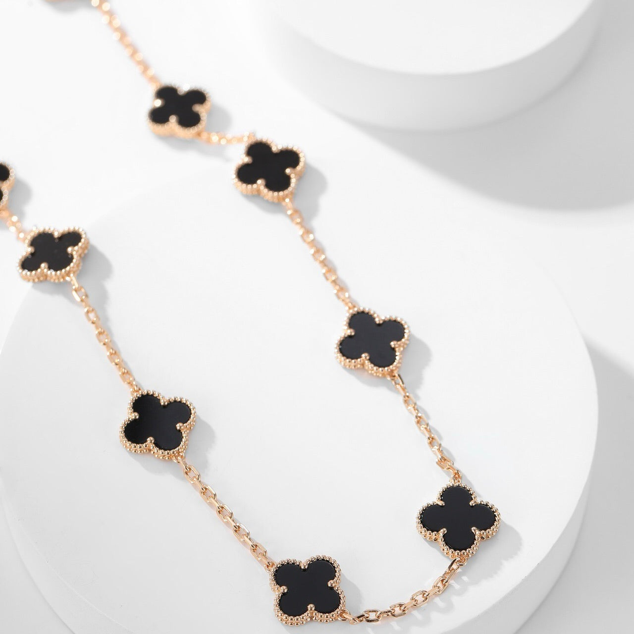 [Gaonasi]CLOVER 10 MOTIFS ONYX NECKLACE