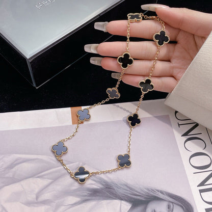 [Gaonasi]CLOVER 10 MOTIFS ONYX NECKLACE