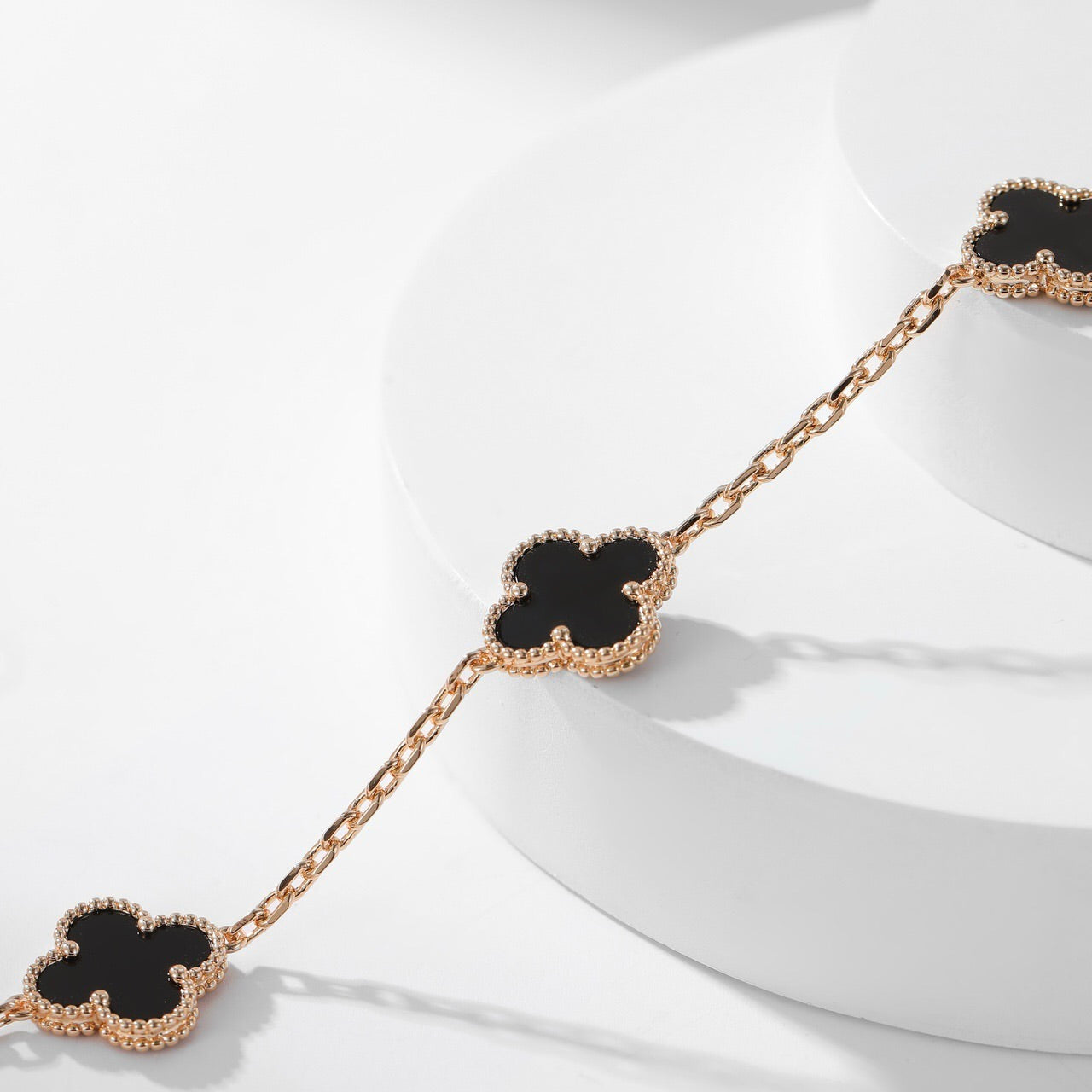 [Gaonasi]CLOVER 10 MOTIFS ONYX NECKLACE