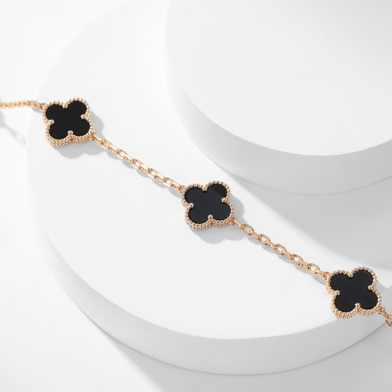 [Gaonasi]CLOVER 10 MOTIFS ONYX NECKLACE