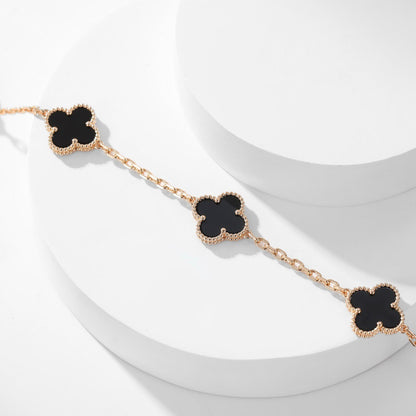 [Gaonasi]CLOVER 10 MOTIFS ONYX NECKLACE